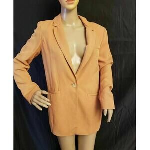 REIS GETA ORANGE WOMEN'S JACKET BLAZER ONE BUTTON LONG SLEEVE SIZE XS